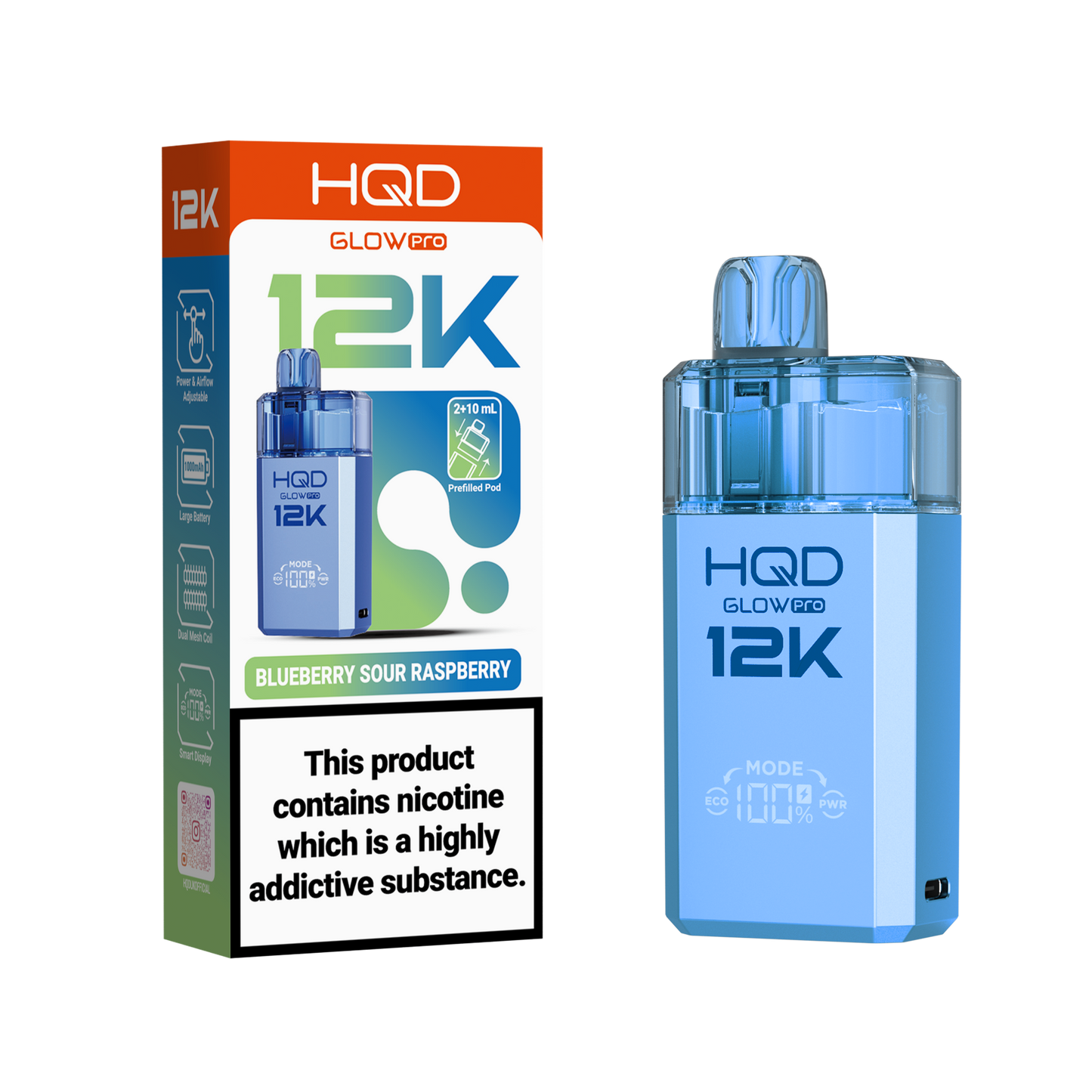 HQD Glow Pro 12K Pod Kit | Blueberry Raspberry